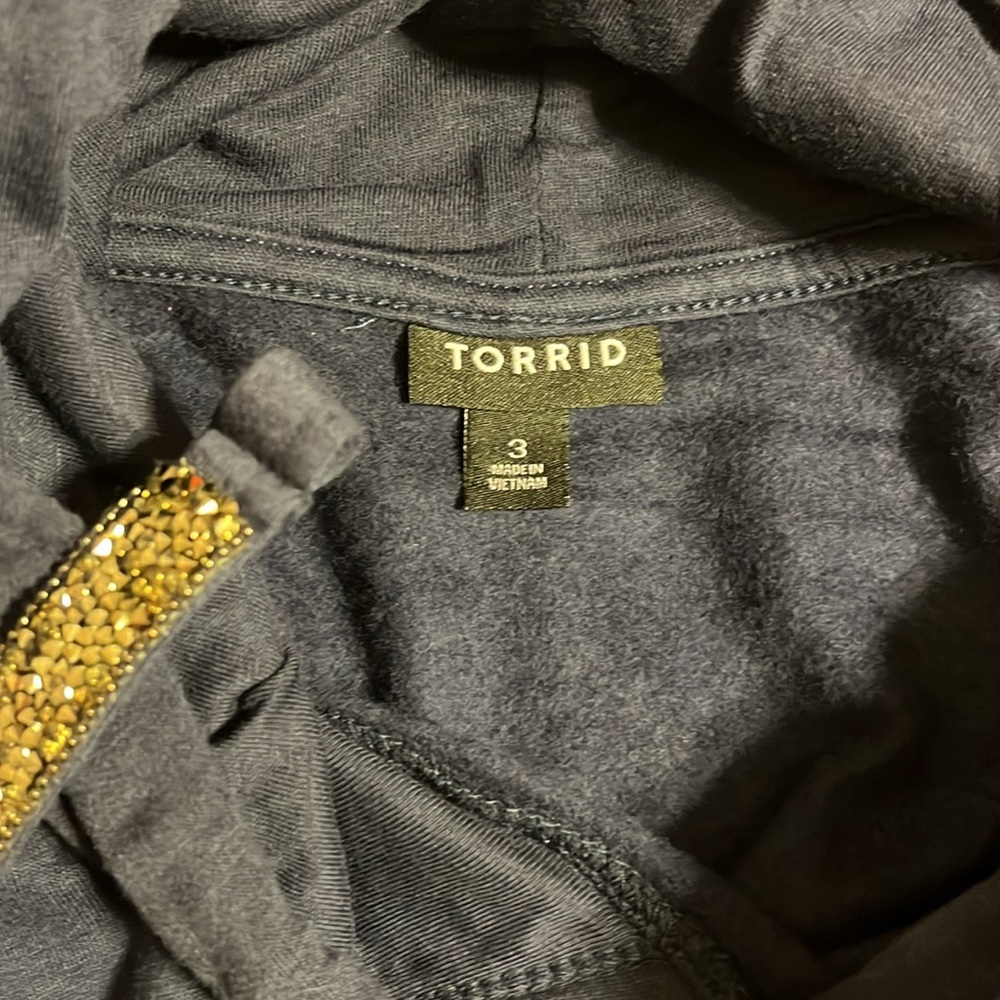 torrid Navy Blue Hooded Sweatshirt with Glitter Drawstrings - Picture 4 of 6